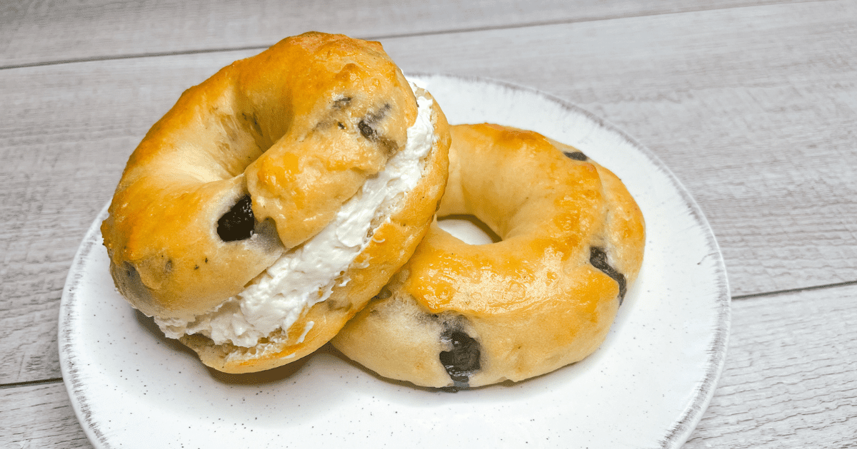 Blue Berry Bagel and cream cheese