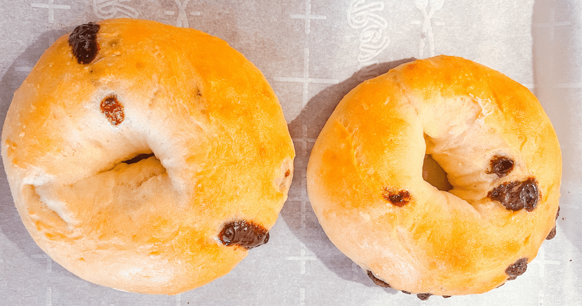 Chocolate Chip Bagels on baking sheet