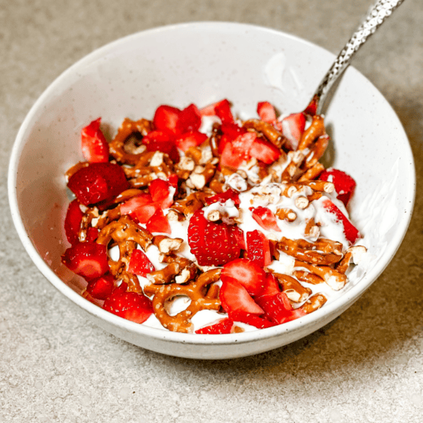 Strawberry Pretzel Yogurt Bowl