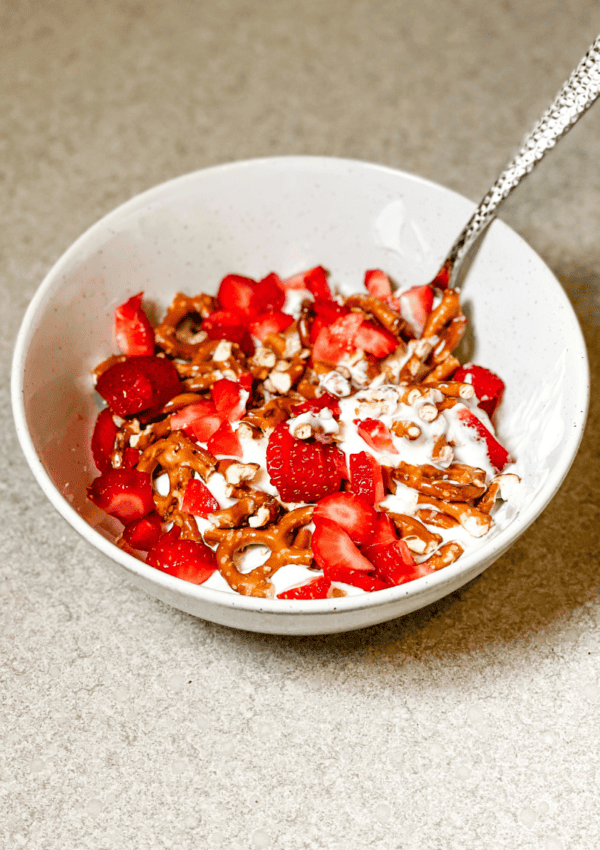 Strawberry Pretzel Yogurt Bowl