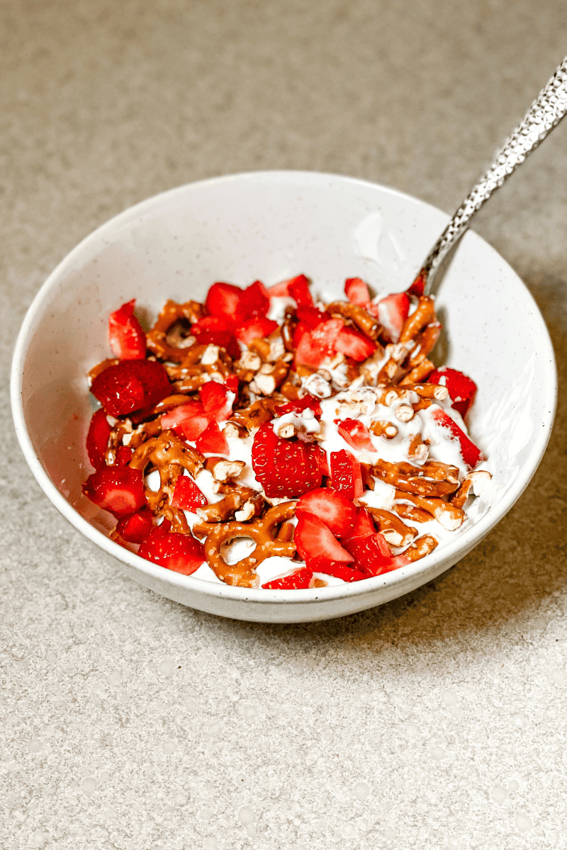 Strawberry Pretzel Yogurt Bowl